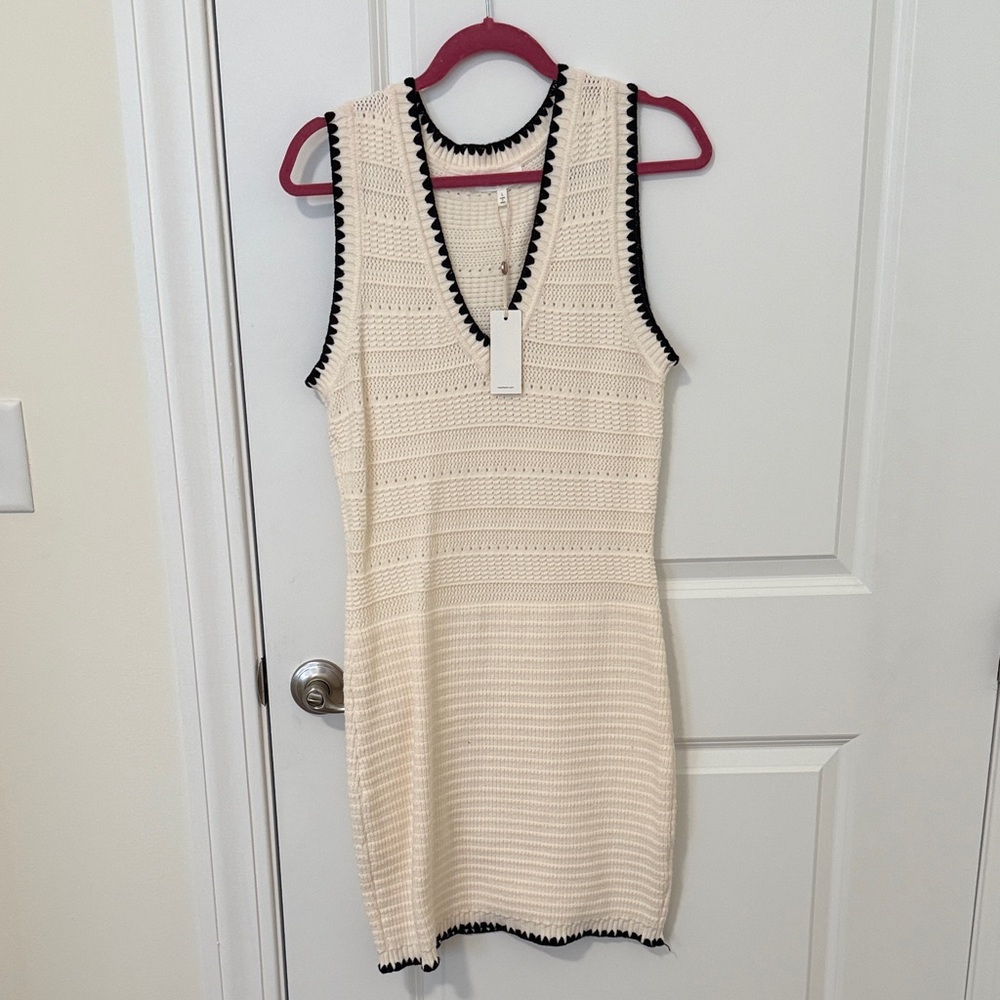 Heartloom Cream Knit Mini Dress with Black Accents